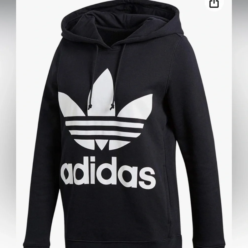 Adidas Trefoil Pullover Hoodie - Black, XS, 100% Cotton, Relaxed Fit - Picture 4 of 12